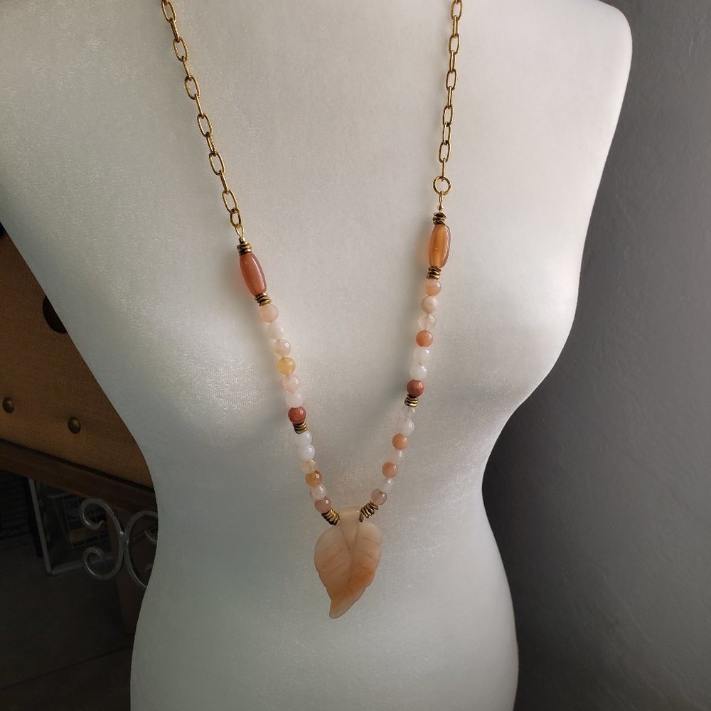 Peach Aventurine Gemstone Beaded Necklace